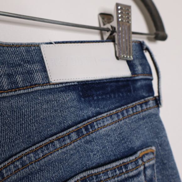 RE/DONE High Rise Ankle Crop Jeans Button Fly Medium Stone in Blue Women's 25 - Picture 6 of 12